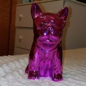 Pink puppy piggy bank and decoration